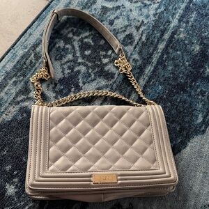 BCBG Light Gray Shoulder Bag with Gold Chain Strap